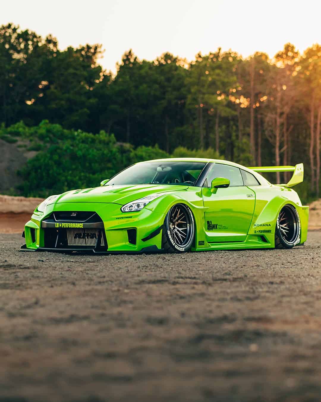 Matte Green GT-R with Liberty Walk Full Body Kit